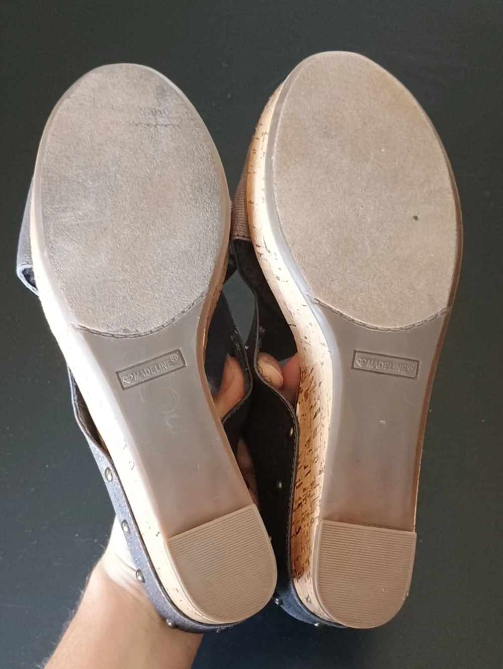 Madeline Gray Crisscross Cork Wedge Sandals